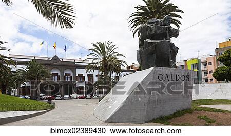 Stock Image - "Galdos monument on Plaza de la Feria square, Las Palmas, Gran Canaria, Canary Islands, Spain, Europe, PublicGround, Europe". Fotosearch