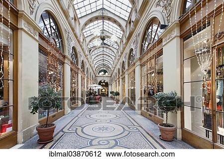 Stock Image - "Galerie Vivienne shopping arcade, Paris, Region of Ile-de-France, France, Europe". Fotosearch