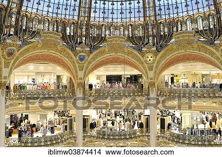 Picture - "Galeries Lafayette department store, Paris, Ile-de-France, France, Europe". Fotosearch