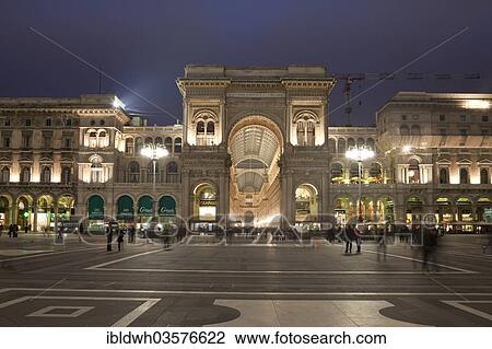 Stock Image - "Galleria Vittorio Emanuele II mall, Piazza del Duomo, Milan, Lombardy, Italy, Europe". Fotosearch