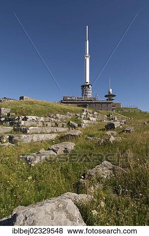 "Gallo-Roman temple of Mercury with observatory behind meterological observatory on summit of Puy de Dome, Auvergne Volcanoes Regional Nature Park, France, Europe" View Large Photo Image Stock Photo - "Gallo-Roman temple of Mercury with observatory behind meterological observatory on summit of Puy de Dome, Auvergne Volcanoes Regional Nature Park, France, Europe". Fotosearch