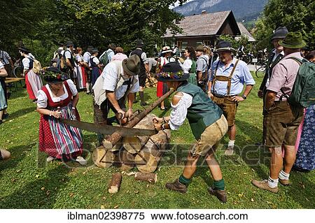 Stock Photography - "Gamstrophy competition, Gamsjagatage festival in Bad Goisern, Salzkammergut, Upper Austria, Austria, Europe". Fotosearch