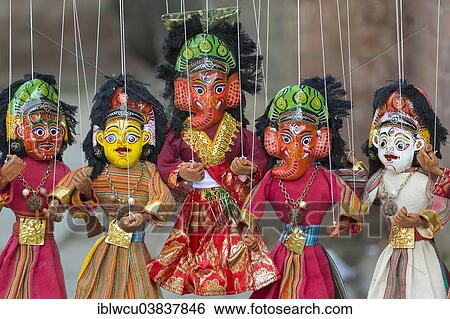 Stock Photograph - "Ganesh puppets on sale at a market stall, Kathmandu, Nepal, Asia". Fotosearch
