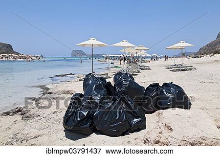 "Garbage bags on the beach of Balos, Bay of Balos, Crete, Greece, Europe" View Large Photo Image Stock Photo - "Garbage bags on the beach of Balos, Bay of Balos, Crete, Greece, Europe". Fotosearch