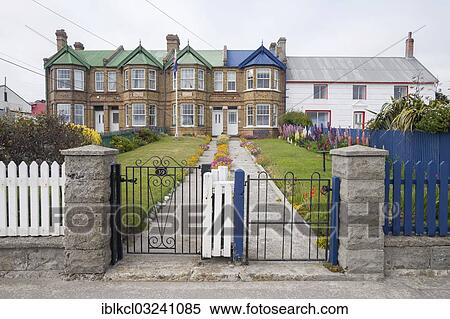 "Garden fence, garden and buildings in Stanley, Stanley, Ostfalkland, Falkland Islands, South America" View Large Photo Image Stock Photography - "Garden fence, garden and buildings in Stanley, Stanley, Ostfalkland, Falkland Islands, South America". Fotosearch