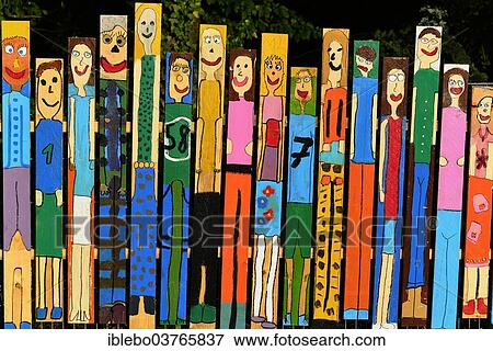 "Garden fence with painted fence boards, Spraitbach, Baden-Wuerttemberg, Germany, Europe" View Large Photo Image Stock Photo - "Garden fence with painted fence boards, Spraitbach, Baden-Wuerttemberg, Germany, Europe". Fotosearch