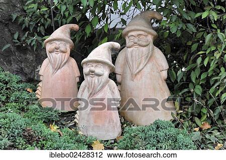 Stock Image - "Garden gnomes, vineyard estate, Lauffen am Neckar, Baden-Wuerttemberg, Germany, Europe". Fotosearch