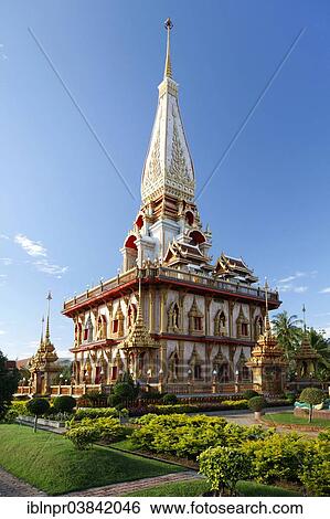 Stock Photograph - "Garden surrounding Wat Chalong temple, Phuket, Thailand, Asia". Fotosearch