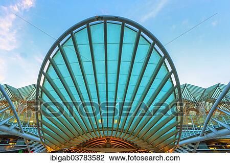 Stock Image - "Gare do Oriente train station, Parque das Nacoes, Lisbon, Portugal, Europe". Fotosearch