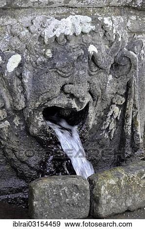 Stock Photo - "Gargoyle on a stone table, Mensa del Cardinale, Cardinal's Table, garden of Villa Lante, Bagnaia, Lazio, Italy, Europe". Fotosearch
