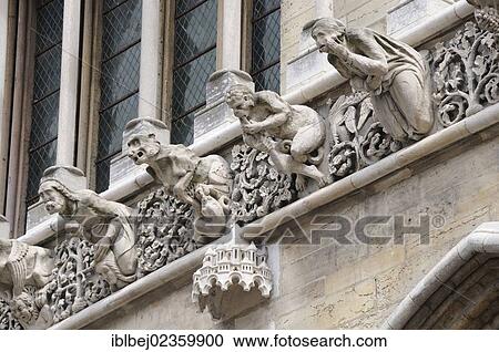 Stock Image - "Gargoyles on facade of Notre Dame cathedral, Dijon, Cote d'Or departement, Burgundy, France, Europe". Fotosearch