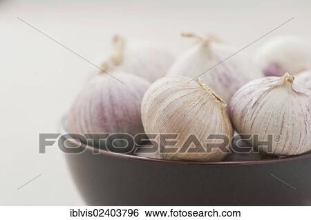Stock Photograph - Garlic in a bowl. Fotosearch