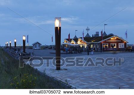 "Gas beacons at the new pier at dusk, St. Peter-Ording, Eiderstedt, North Frisia, Schleswig-Holstein, Germany, Europe" View Large Photo Image Stock Image - "Gas beacons at the new pier at dusk, St. Peter-Ording, Eiderstedt, North Frisia, Schleswig-Holstein, Germany, Europe". Fotosearch