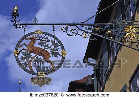 "Gasthaus boom or Signboards, Guest House Brewery and former Brown Deer, 18 Century, Dinkelsbuhl, Middle Franconia, Bavaria, Germany, Europe" View Large Photo Image Stock Photo - "Gasthaus boom or Signboards, Guest House Brewery and former Brown Deer, 18 Century, Dinkelsbuhl, Middle Franconia, Bavaria, Germany, Europe". Fotosearch