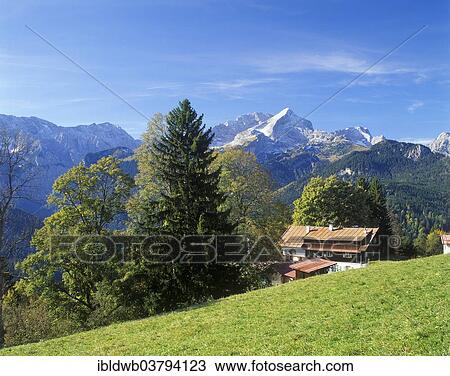 "Gasthof Eckbauer guesthouse in front of Alpspitze Mountain, Wetterstein Mountains, Upper Bavaria, Bavaria, Germany, Europe" View Large Photo Image Stock Image - "Gasthof Eckbauer guesthouse in front of Alpspitze Mountain, Wetterstein Mountains, Upper Bavaria, Bavaria, Germany, Europe". Fotosearch