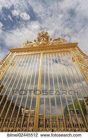 Stock Image - "Gate, Chateau de Versailles, The Palace of Versailles, Versailles, Yvelines, Ile de France, France, Europe". Fotosearch