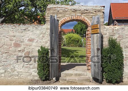 "Gate from the """"Garden of Silence"""", Drubeck Abbey, Drubeck, Saxony-Anhalt, Germany, Europe" View Large Photo Image Stock Photo - "Gate from the """"Garden of Silence"""", Drubeck Abbey, Drubeck, Saxony-Anhalt, Germany, Europe". Fotosearch