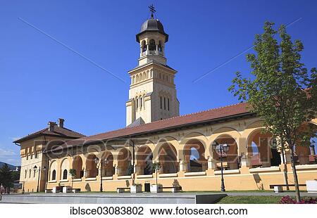 Stock Image - "Gate tower the Coronation Church of the Romanian Orthodox Church, Alba Iulia, Balgrad, deutsch Karlsburg, Alba Iulia, Balgrad, Karlsburg, Siebenburgen, Romania, Europe". Fotosearch