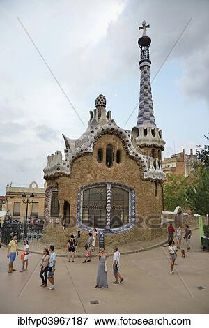 "Gatehouse at Parc Guell, by architect Antoni Gaudi, UNESCO World Heritage Site, Barcelona,? Çï? ÇïCatalonia, Spain, Europe" View Large Photo Image Stock Photo - "Gatehouse at Parc Guell, by architect Antoni Gaudi, UNESCO World Heritage Site, Barcelona,? Çï? ÇïCatalonia, Spain, Europe". Fotosearch