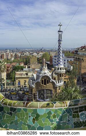 "Gatehouse at Park Guell, by Antoni Gaudi, La Salut, Barcelona, ​​Region of Catalonia, Spain, Europe" View Large Photo Image Stock Photography - "Gatehouse at Park Guell, by Antoni Gaudi, La Salut, Barcelona, ​​Region of Catalonia, Spain, Europe". Fotosearch
