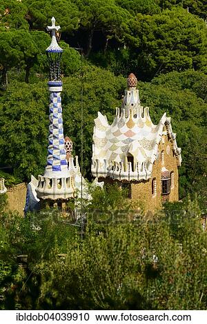 "Gatehouse, by architect Antoni Gaudi, Parc Guell, Barcelona, ​​Catalonia, Spain, Europe" View Large Photo Image Stock Image - "Gatehouse, by architect Antoni Gaudi, Parc Guell, Barcelona, ​​Catalonia, Spain, Europe". Fotosearch