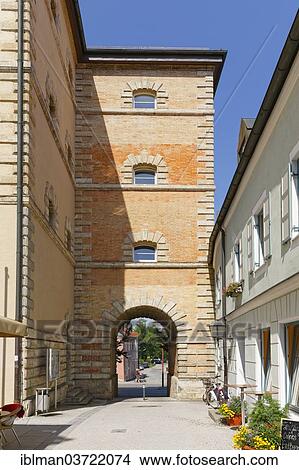 Picture - "Gateway passage through the city walls, Fischergasse alley, Weilheim, Pfaffenwinkel region, Upper Bavaria, Bavaria, Germany, Europe". Fotosearch