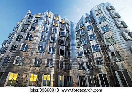 Stock Photo - "Gehry Buildings, Neuer Zollhof, Media Harbour, Dusseldorf, North Rhine-Westphalia, Germany, Europe". Fotosearch
