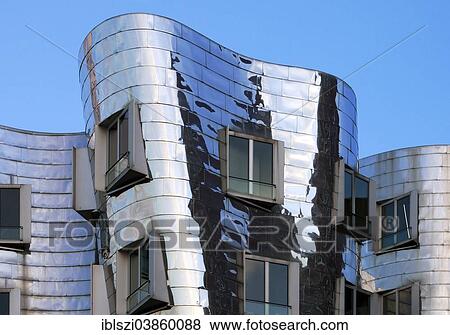 Stock Photo - "Gehry Buildings, Neuer Zollhof, Media Harbour, Dusseldorf, North Rhine-Westphalia, Germany, Europe". Fotosearch