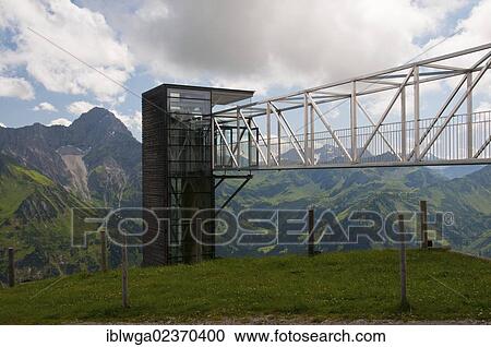 Stock Image - "Geo-viewing platform at Walmendingerhorn, Kleinwalsertal, Allgaeu Alps, Vorarlberg, Austria, Europe, PublicGround, Europe". Fotosearch