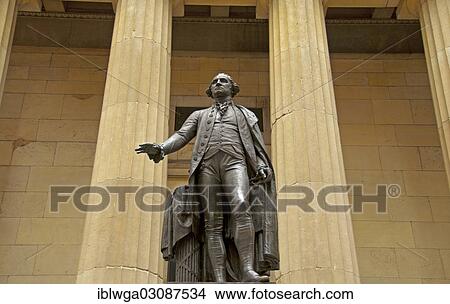 "George Washington monument in front of the Federal Hall on Wall Street, Financial District, Manhattan, New York City, New York, United States, North America" View Large Photo Image Picture - "George Washington monument in front of the Federal Hall on Wall Street, Financial District, Manhattan, New York City, New York, United States, North America". Fotosearch