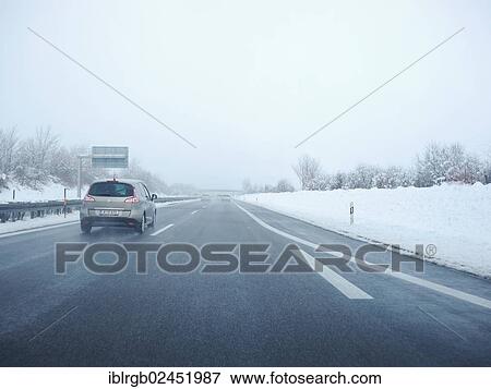 Stock Photo - "German Autobahn A5 at sleet, Germany, Europe". Fotosearch
