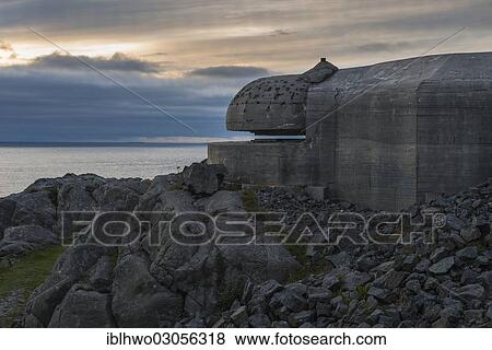 "German bunker from World War II overlooking the sea in the evening light, Atlantic Wall, Skudeneshavn, Insel Karmoy, Rogaland, Western Norway, Norway, Europe" View Large Photo Image Stock Photo - "German bunker from World War II overlooking the sea in the evening light, Atlantic Wall, Skudeneshavn, Insel Karmoy, Rogaland, Western Norway, Norway, Europe". Fotosearch