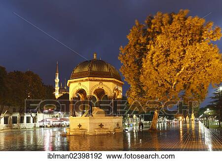 Stock Image - "German fountain, Alman Cesmesi, Hippodrome or Sultanahmet Square, Istanbul, european side, Turkey, Europe, Asia". Fotosearch