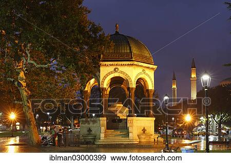 "German Fountain in the Hippodrome or At Meydani square, right Hagia Sophia, Istanbul, European side, Istanbul Province, Turkey, European side, Europe" View Large Photo Image Stock Photo - "German Fountain in the Hippodrome or At Meydani square, right Hagia Sophia, Istanbul, European side, Istanbul Province, Turkey, European side, Europe". Fotosearch