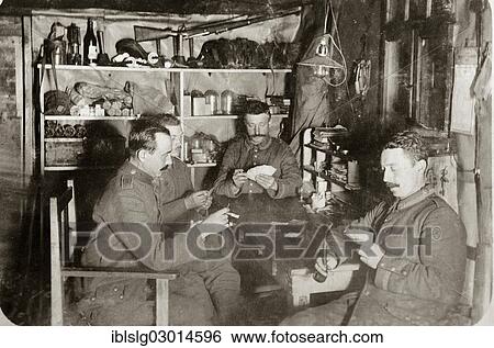 "German infantry soldiers, 60th Prussian Infantry Regiment playing cards in a shelter, World War I, around 1916, unbekannt, bei Verdun, Meuse departement, Lorraine region, France, Europe" View Large Photo Image Stock Photograph - "German infantry soldiers, 60th Prussian Infantry Regiment playing cards in a shelter, World War I, around 1916, unbekannt, bei Verdun, Meuse departement, Lorraine region, France, Europe". Fotosearch