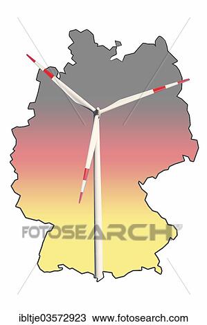 "German national colors, outline of Germany and wind turbine, illustration" View Large Photo Image Stock Image - "German national colors, outline of Germany and wind turbine, illustration". Fotosearch