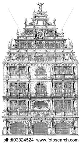 "German Renaissance, architectural drawing from 1881, Gewandhaus building in Braunschweig, Lower Saxony, Germany, Europe" View Large Photo Image Picture - "German Renaissance, architectural drawing from 1881, Gewandhaus building in Braunschweig, Lower Saxony, Germany, Europe". Fotosearch