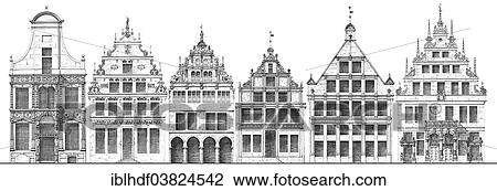 "German Renaissance, architectural drawing, historical house facades from around 1880, town houses on Prinzipalmarkt square, Munster, North Rhine-Westphalia, Germany, Europe" View Large Photo Image Stock Image - "German Renaissance, architectural drawing, historical house facades from around 1880, town houses on Prinzipalmarkt square, Munster, North Rhine-Westphalia, Germany, Europe". Fotosearch