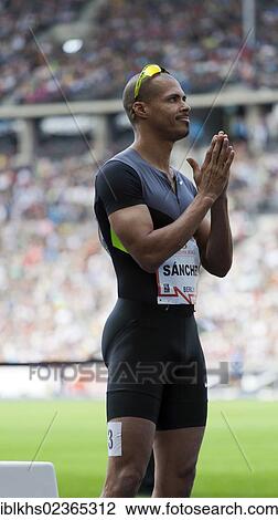"Gesture of the Olympic champion Felix Sanchez before the start of the 400 meter hurdles race at ISTAF 2012, Berlin Olympic Stadium, Berlin, Germany, Europe" View Large Photo Image Stock Image - "Gesture of the Olympic champion Felix Sanchez before the start of the 400 meter hurdles race at ISTAF 2012, Berlin Olympic Stadium, Berlin, Germany, Europe". Fotosearch
