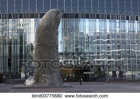 Stock Image - "Giant finger-sculpture outside the shopping center of La Defense, Region Ile-de-France, France, Europe". Fotosearch