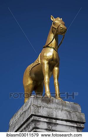 "Gilded horse statue on a temple wall, Chiang Mai, Chiang Mai, Northern Thailand, Thailand, Asia" View Large Photo Image Stock Photo - "Gilded horse statue on a temple wall, Chiang Mai, Chiang Mai, Northern Thailand, Thailand, Asia". Fotosearch