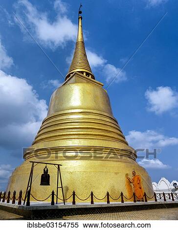 "Gilded stupa on the Golden Mount, monk, Bangkok, Central Thailand, Thailand, Asia" View Large Photo Image Stock Photography - "Gilded stupa on the Golden Mount, monk, Bangkok, Central Thailand, Thailand, Asia". Fotosearch