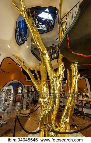 "Gilded Walnut tree, foyer, Kunsthaus Abensberg by Peter Pelikan, exhibition hall Friedensreich Hundertwasser at the brewery Kuchlbauer, Kuchlbauer's World of Beer, Abensberg, Lower Bavaria, Bavaria, Germany, Europe" View Large Photo Image Stock Photograph - "Gilded Walnut tree, foyer, Kunsthaus Abensberg by Peter Pelikan, exhibition hall Friedensreich Hundertwasser at the brewery Kuchlbauer, Kuchlbauer's World of Beer, Abensberg, Lower Bavaria, Bavaria, Germany, Europe". Fotosearch