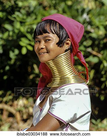"Giraffe woman, Kayan Lahwi woman, Long Necked Kayan, woman from the people of Padaung, Kayah Staat, Myanmar, Burma, Asia" View Large Photo Image Stock Photo - "Giraffe woman, Kayan Lahwi woman, Long Necked Kayan, woman from the people of Padaung, Kayah Staat, Myanmar, Burma, Asia". Fotosearch