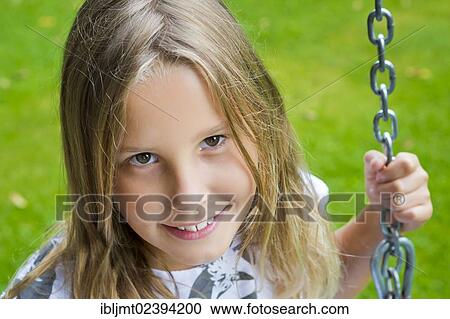 Stock Image - "Girl, 9, portrait". Fotosearch