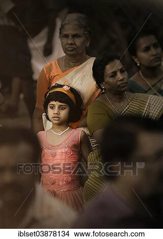 Picture - "Girl and Indian hindus, Kerala, South India, India, Asia". Fotosearch