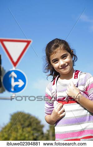 Girl at a traffic awareness course View Large Photo Image Stock Image - Girl at a traffic awareness course. Fotosearch