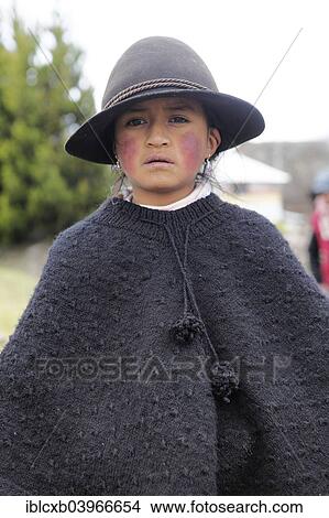 Picture - "Girl in traditional costume, Puruha people, Kichwa, Chimborazo Province, Ecuador, South America". Fotosearch