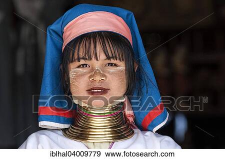 "Girl of the Padaung ethnic group wearing traditional clothing, portrait, at Indein, Shan State, Myanmar, Asia" View Large Photo Image Stock Photo - "Girl of the Padaung ethnic group wearing traditional clothing, portrait, at Indein, Shan State, Myanmar, Asia". Fotosearch