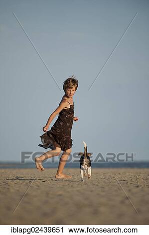 Girl running with a Dansk-Svensk Gardshund or Danish-Swedish Farmdog along the beach View Large Photo Image Stock Image - Girl running with a Dansk-Svensk Gardshund or Danish-Swedish Farmdog along the beach. Fotosearch